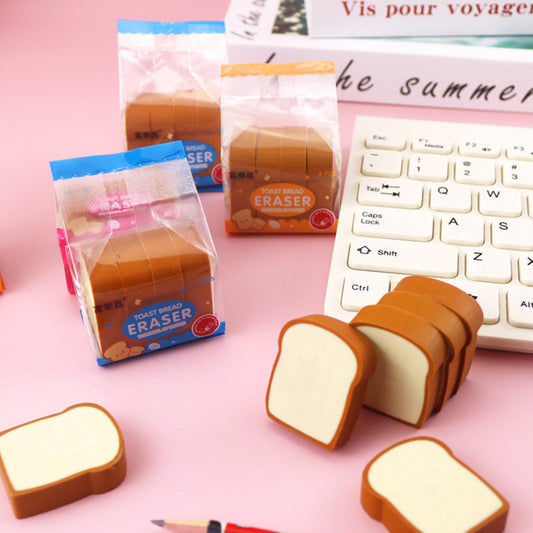 Cartoon toast block eraser（4Pcs / Set ）