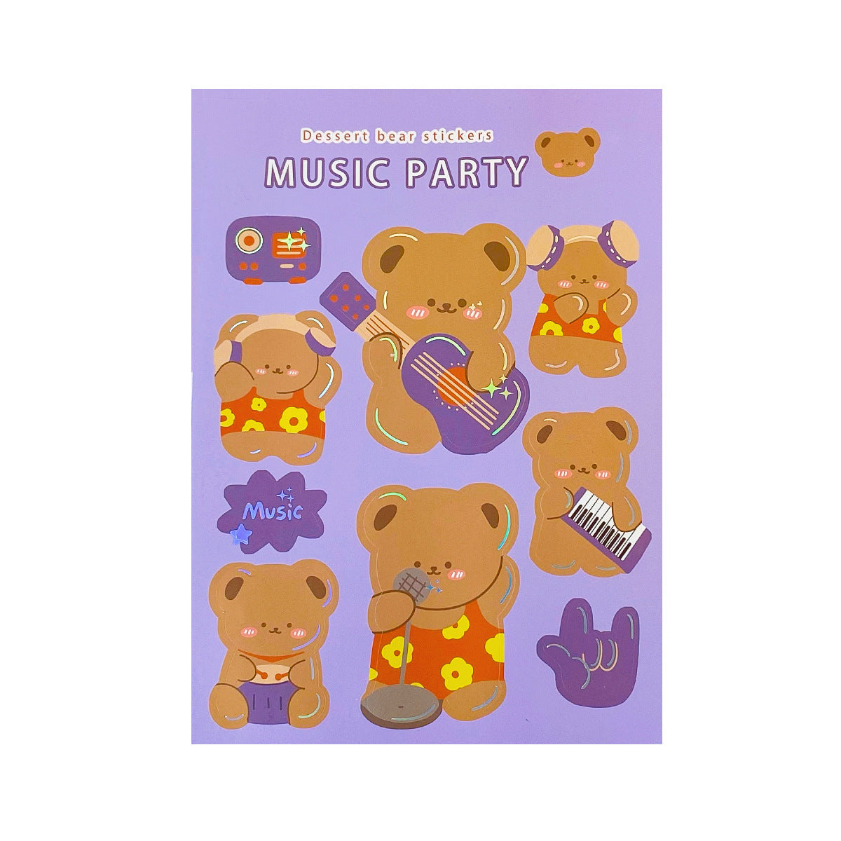 Cute Bear Stickers (2 sheets purple/blue)