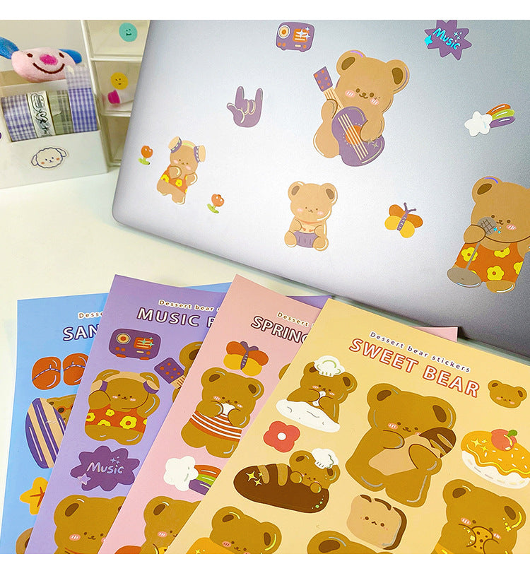 Cute Bear Stickers (2 sheets purple/blue)