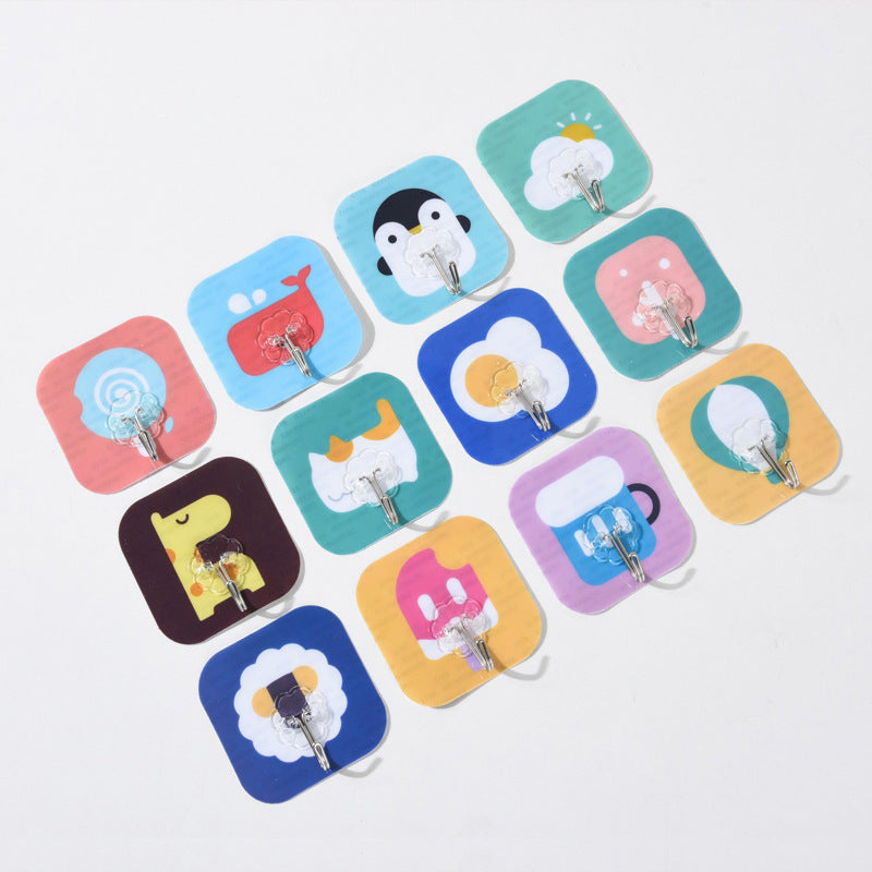 Cartoon sticky hooks 10pcs set (pattern random)