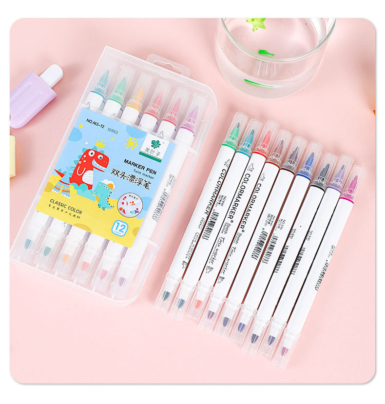 12-colour double-ended high-capacity children's watercolour whiteboard markers