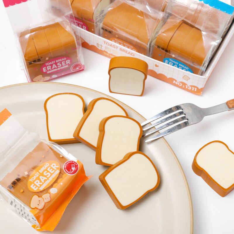 Cartoon toast block eraser（4Pcs / Set ）