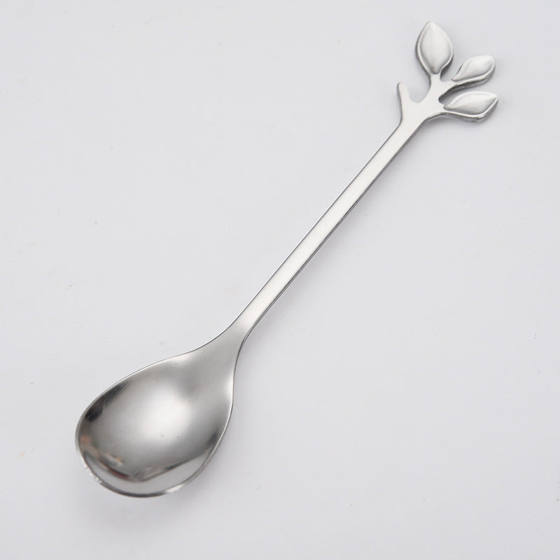 Stainless Steel Leaf Coffee Stirring Spoon