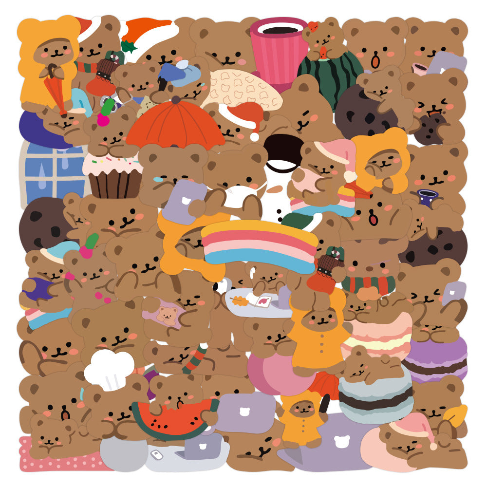 Cute Brown Bear Stickers (60pcs)