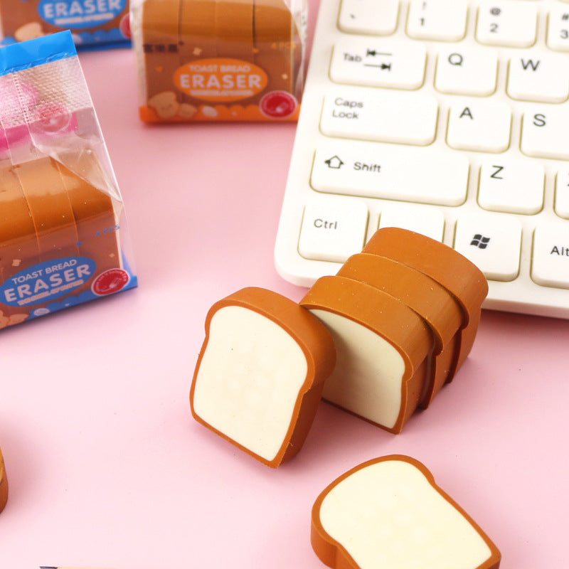 Cartoon toast block eraser（4Pcs / Set ）