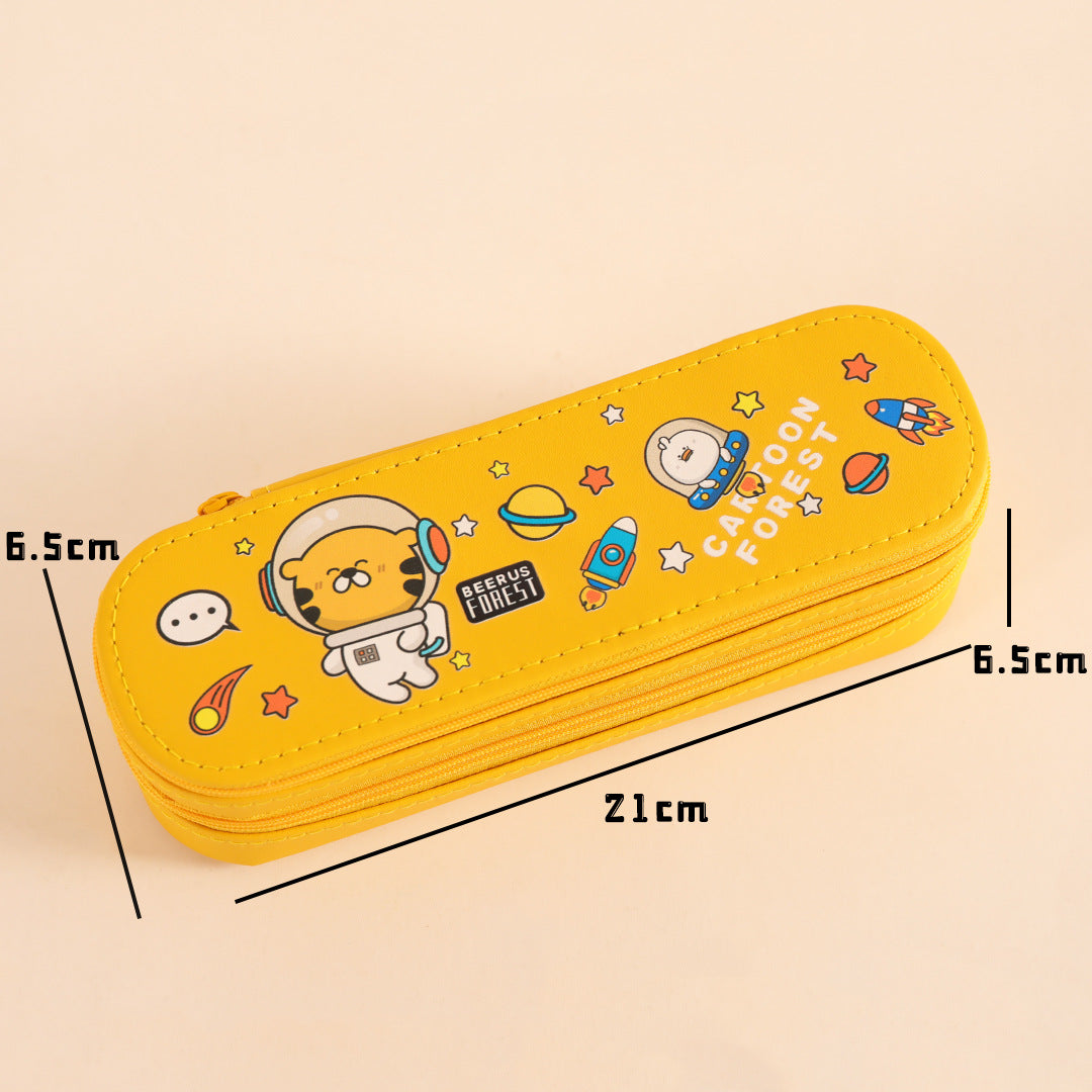 Cartoon design double layer large capacity pencil case