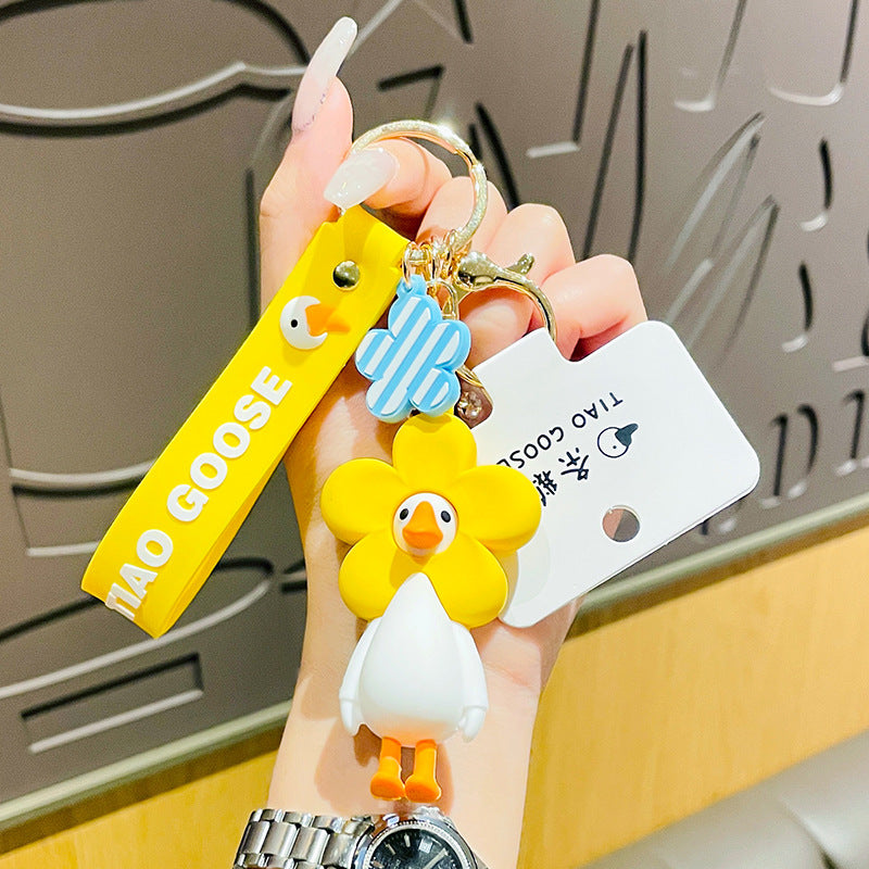 Cute cartoon goose keychain