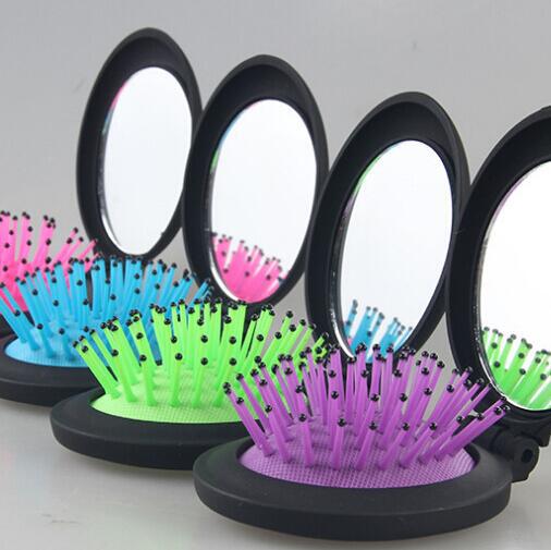 2-in-1 Portable Folding Airbag Comb with Mirror