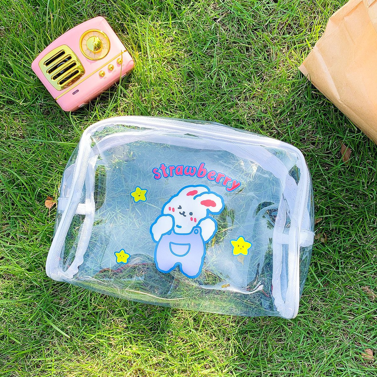 Cartoon transparent large capacity stationery bag