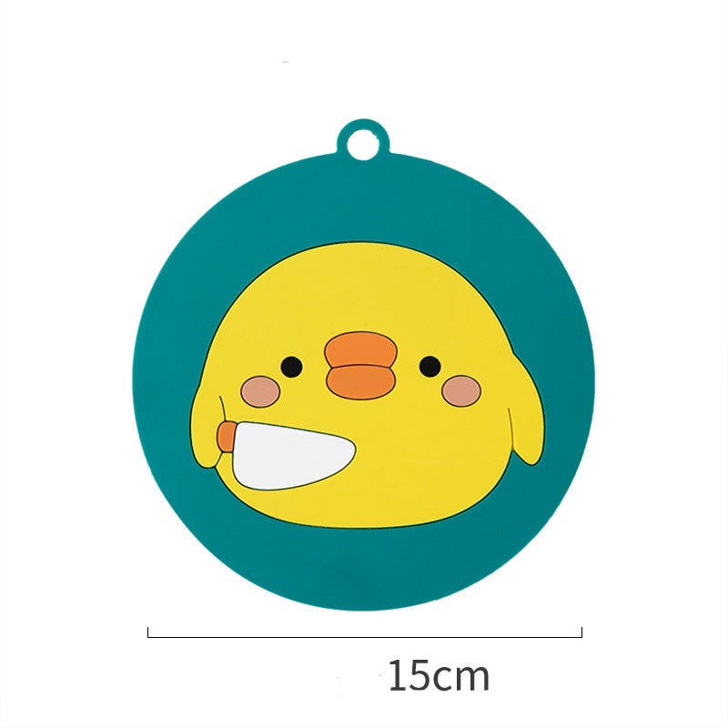 Cartoon animal silicone round anti-scalding placemat coaster (large)