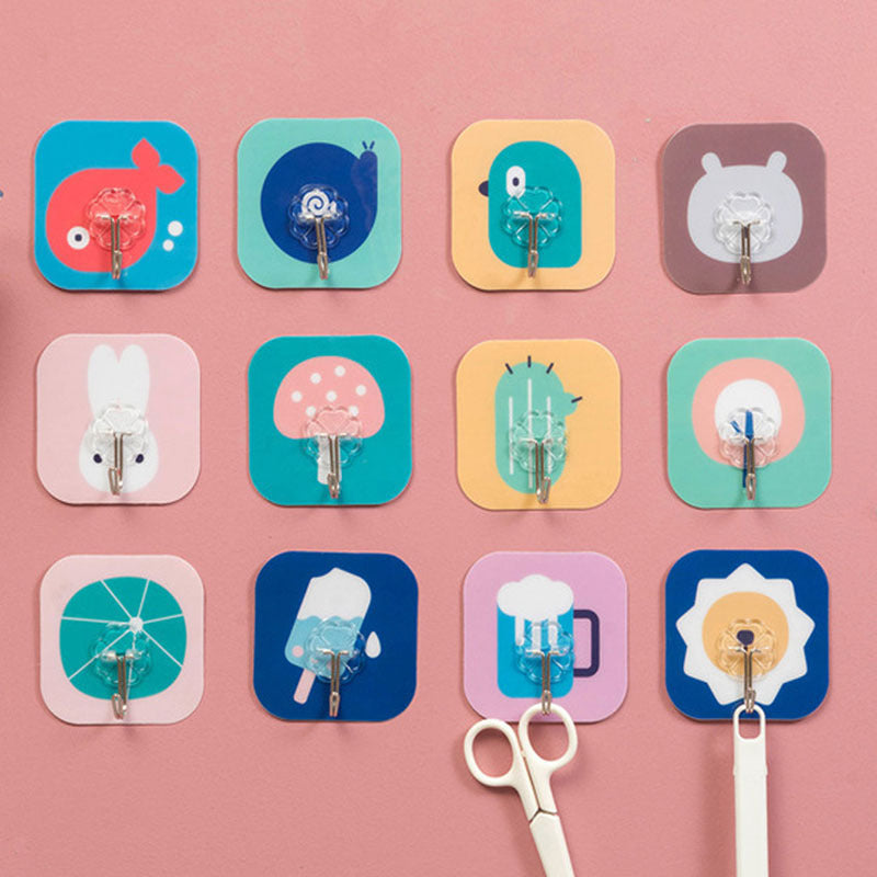 Cartoon sticky hooks 10pcs set (pattern random)