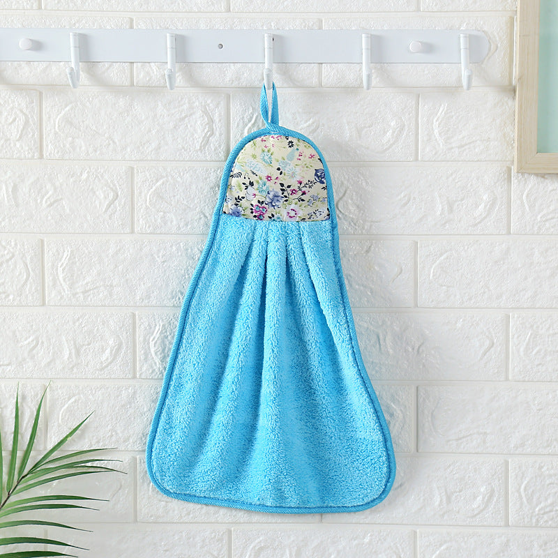 Soft and absorbent padded coral fleece hanging towel