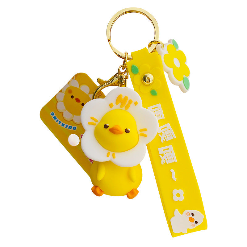 Sunflower duckling series of cute creative keychain charm