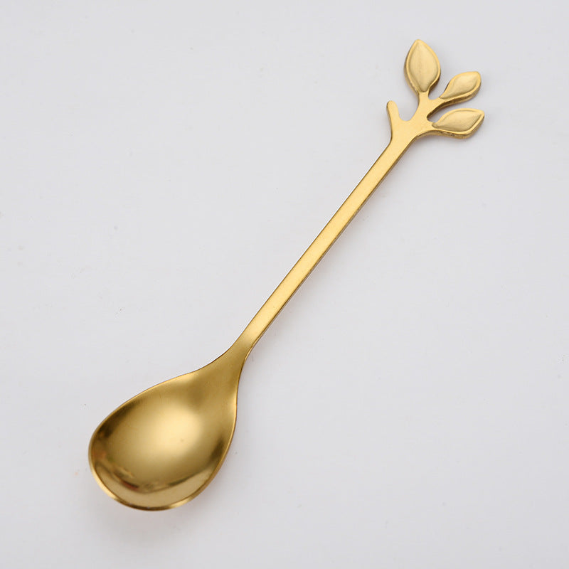 Stainless Steel Leaf Coffee Stirring Spoon