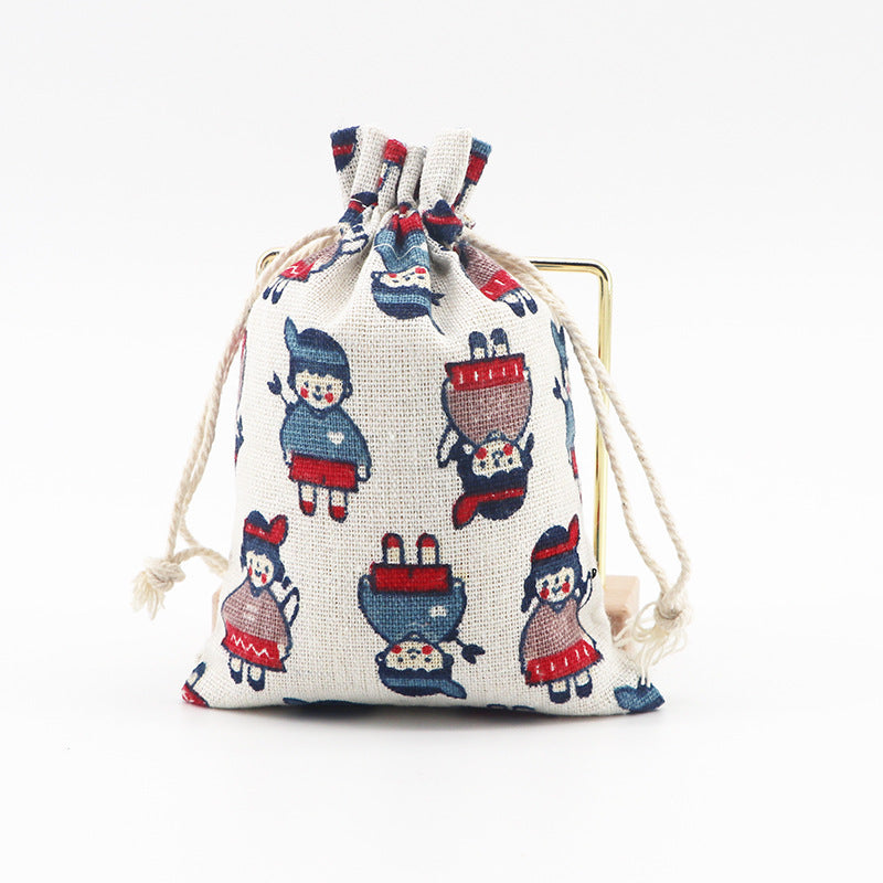 13x18cm cotton drawstring cartoon gift bag