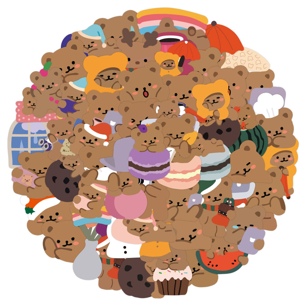 Cute Brown Bear Stickers (60pcs)