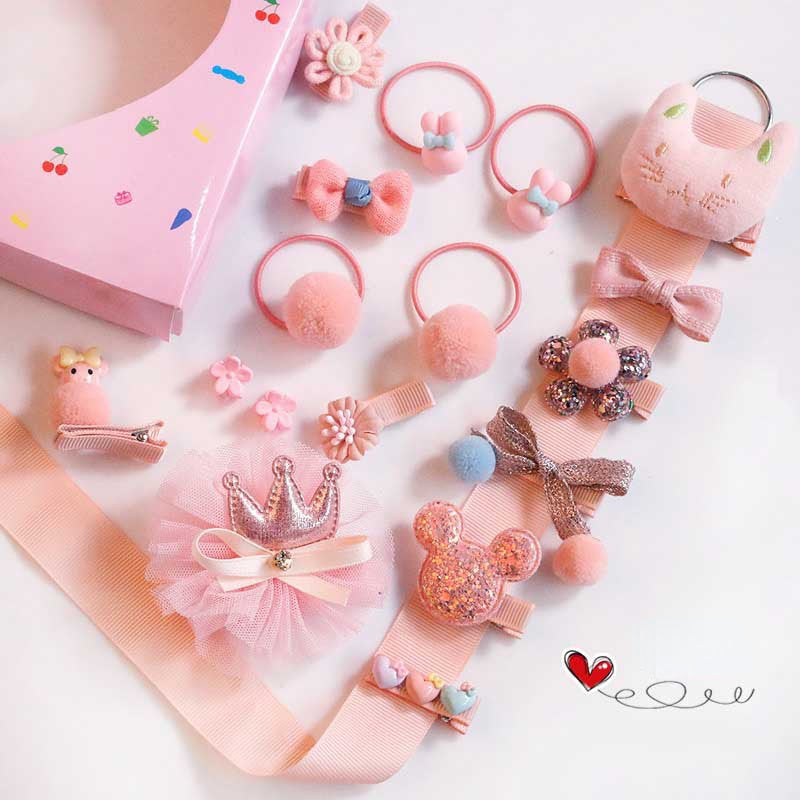 Boxed cute little girl hair card set（18pcs）