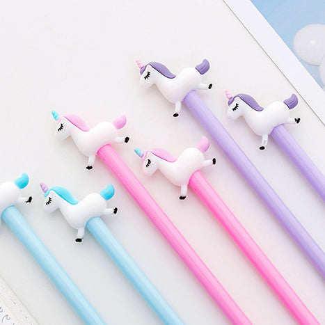 Cute cartoon jumping unicorn unisex pen (1 random colour)