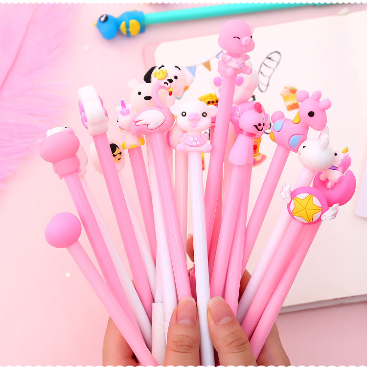 Cute Cartoon Multicoloured Neutral Pens Set of 3 (colour styles random)