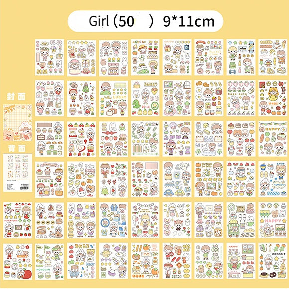 Lovely booklet stickers 50 sheets/box（800pcs）