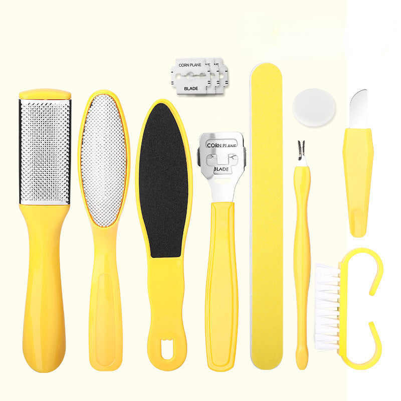 10 in 1 Yellow Exfoliating Foot Board Scrubbing Foot Scrubbing Tool Set