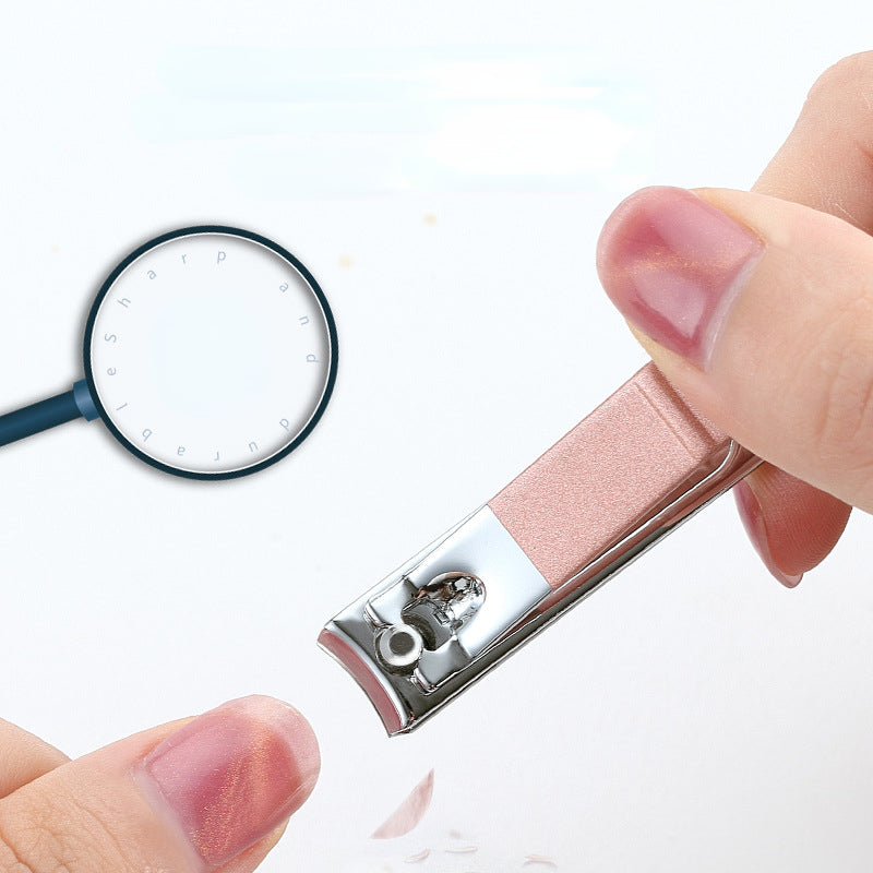 Stainless steel pink nail clipper 8 pieces set