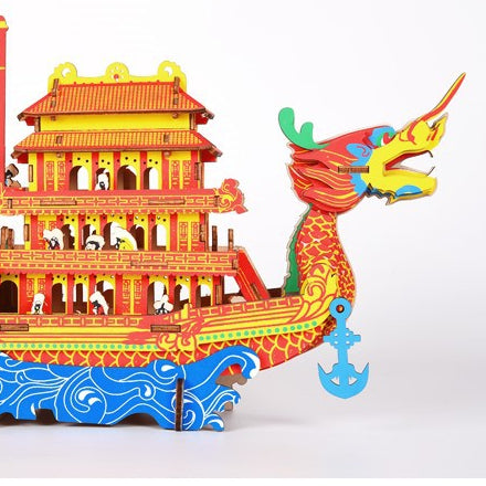 3d Chinese wind Dragon Boat Festival model wooden puzzle