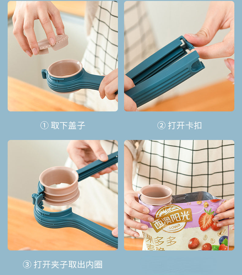 Multi-functional food preservation moisture-proof out of the mouth snack sealing clip