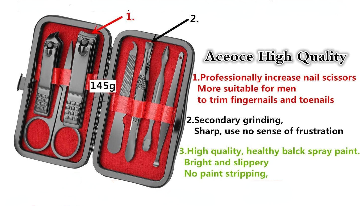 Stainless Steel Black Nail Clipper 7 Piece Set