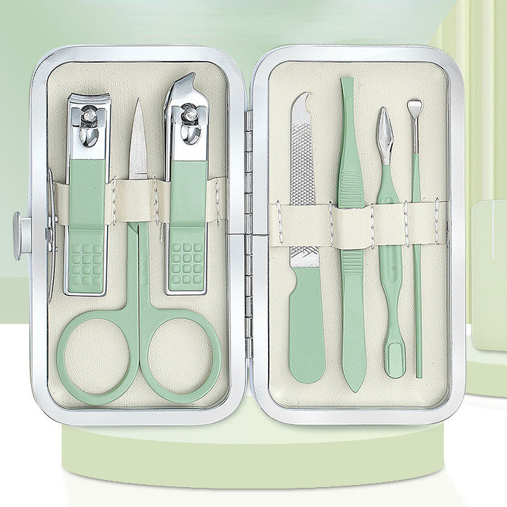 Stainless steel green nail clipper 7-piece set