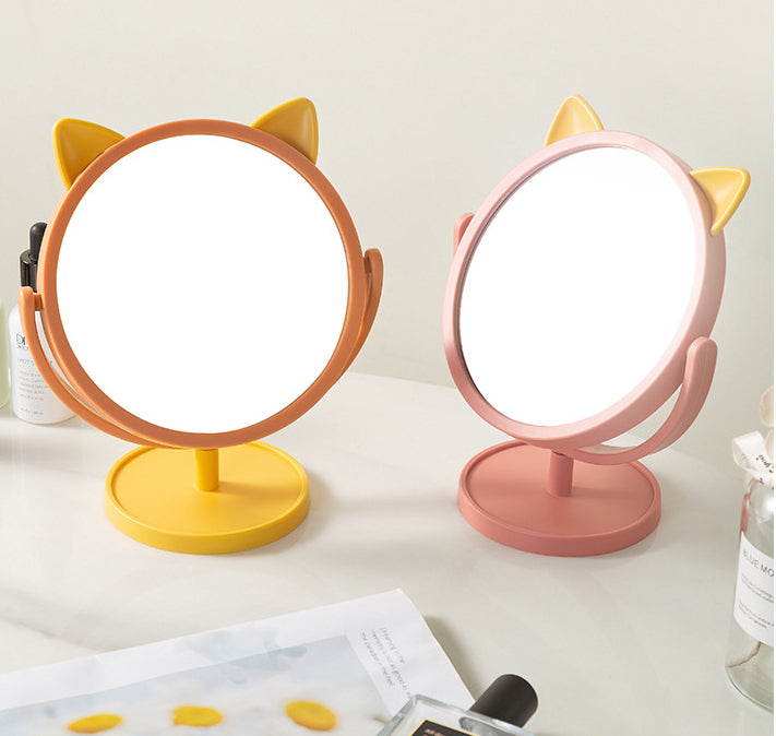 Fun cat ear desktop cartoon portable makeup mirror