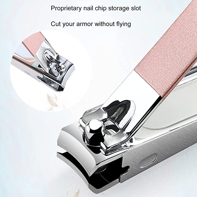 Stainless steel pink nail clipper 8 pieces set