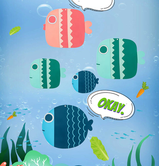 Cartoon little fat fish high-temperature silicone anti-scald table mat (large 1 medium 1 small 1 / set)