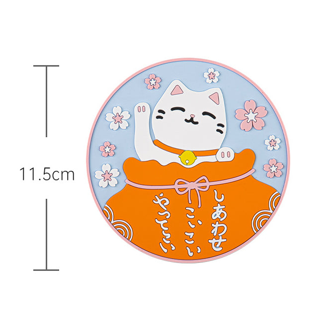 Japanese style cartoon three-dimensional cat PVC soft rubber anti-hot placemats