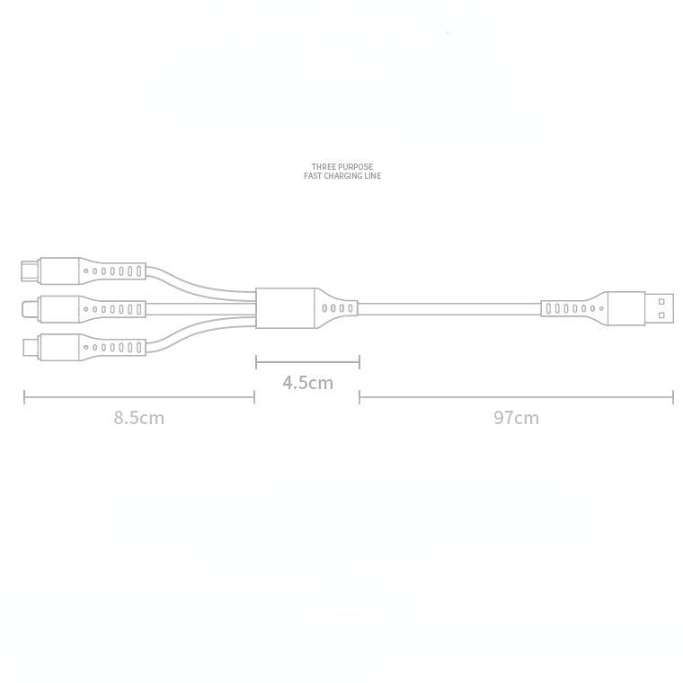 Three in one fast charging one drag three charging cable 5A multi-head nylon braided cable