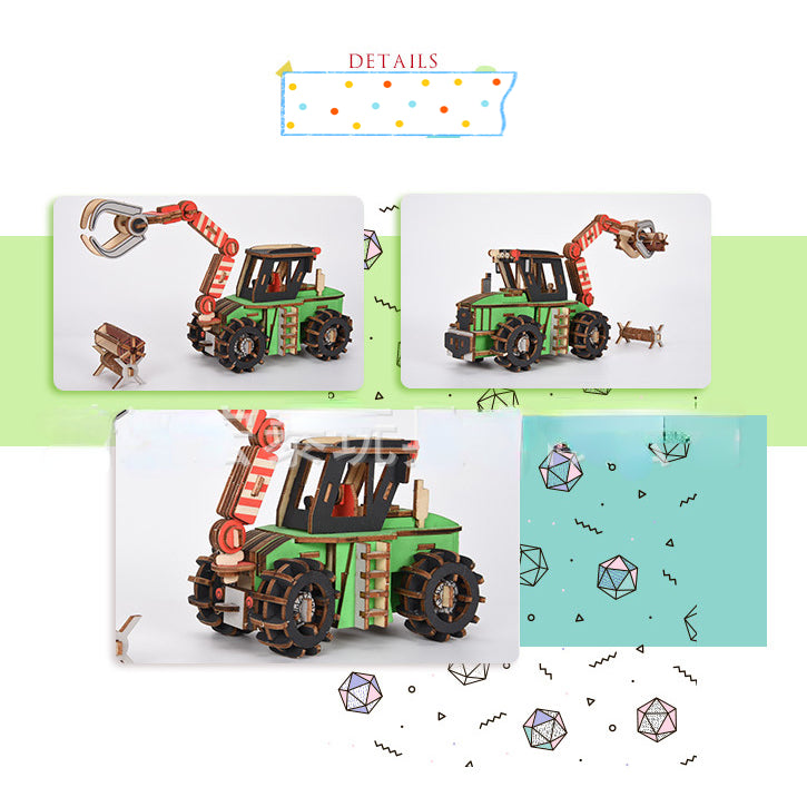 3D wooden three-dimensional forestry engineering vehicle model puzzle