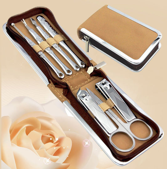 Beautifully carved seven-piece nail art tool set