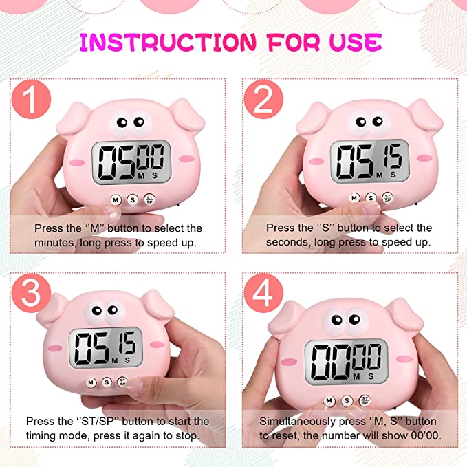 Cartoon animal large screen magnetic timer