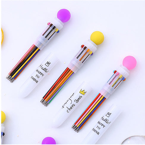 Cute coloured ball ten colour ballpoint pen