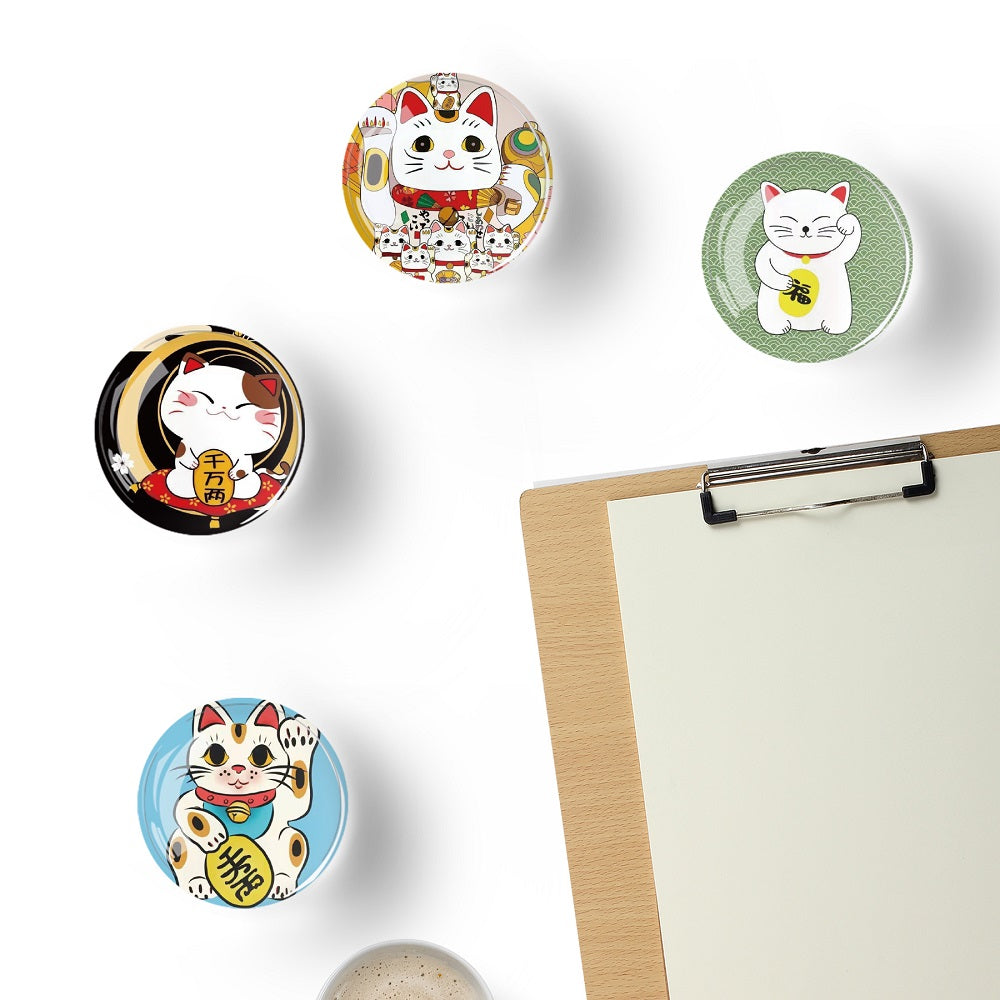 Crystal Glass Fortune Cat Fridge Stickers (12pcs/set)