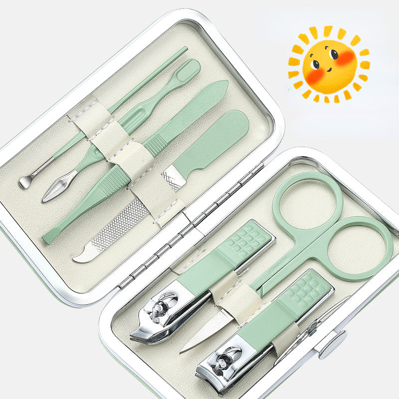 Stainless steel green nail clipper 7-piece set