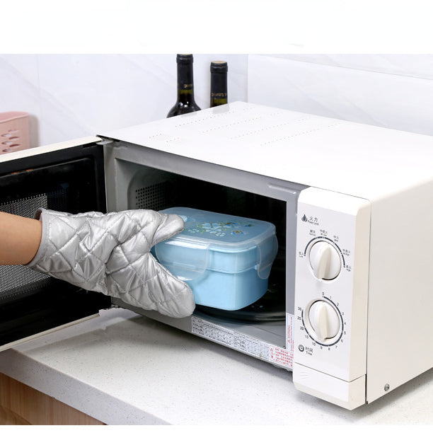 Silver microwave oven insulation anti-scalding hand gloves (2pcs)