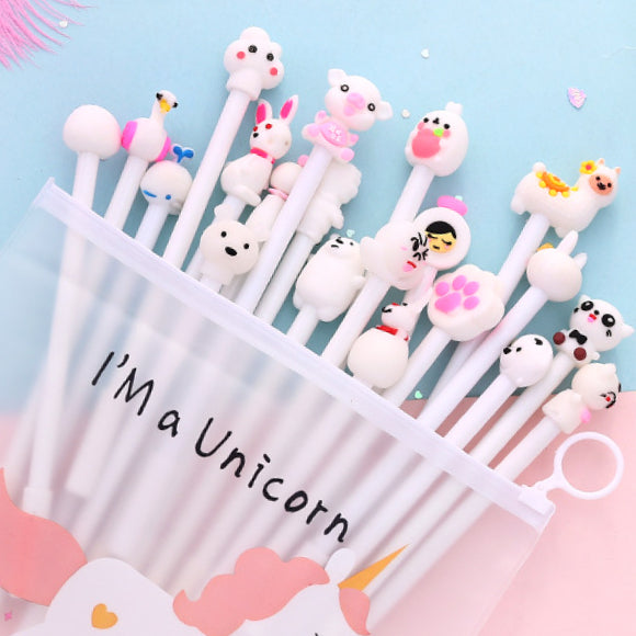 Cute Cartoon Multicoloured Neutral Pens Set of 3 (colour styles random)