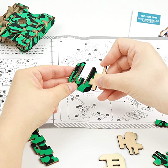 Children's cartoon 3D wooden military educational toys puzzle