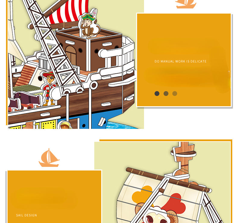 Children's paper 3d pirate ship three-dimensional puzzle