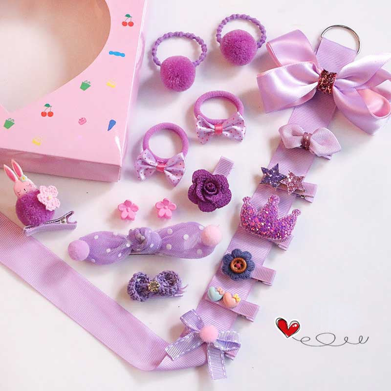 Boxed cute little girl hair card set（18pcs）