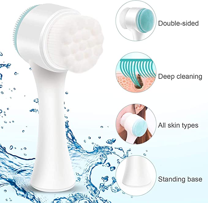 Double-ended manual facial cleansing brush (2pcs/set)