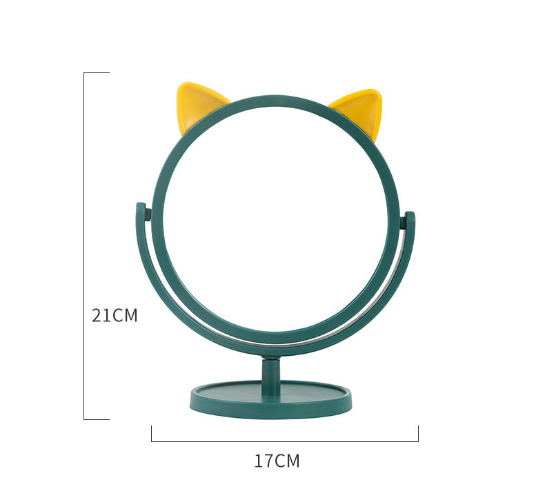 Fun cat ear desktop cartoon portable makeup mirror