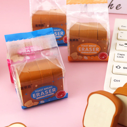 Cartoon toast block eraser（4Pcs / Set ）