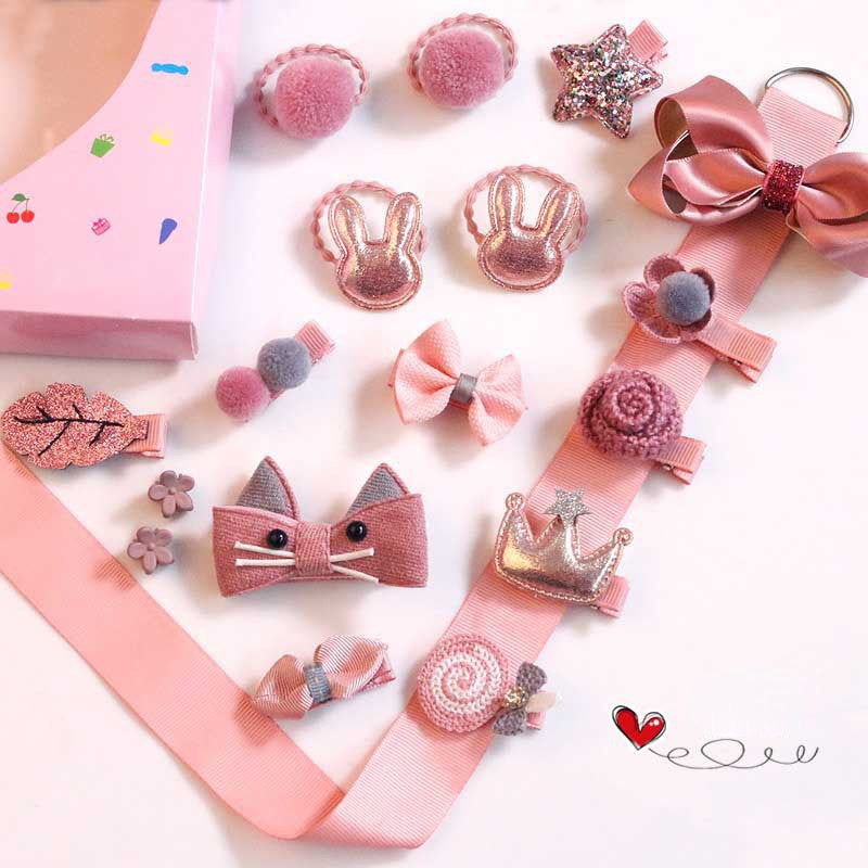 Boxed cute little girl hair card set（18pcs）